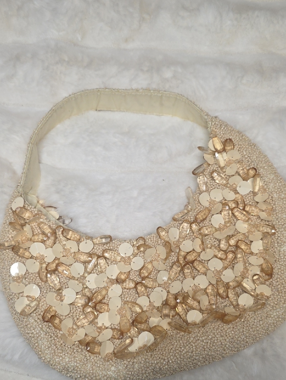 Embellished Cream Beaded  Bag